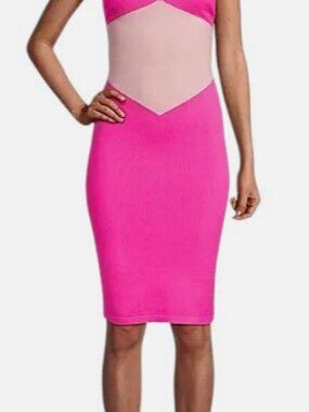 Victor Glemaud Women's Pink Colorblocked Sleeveless Knee-Length Dress Size S